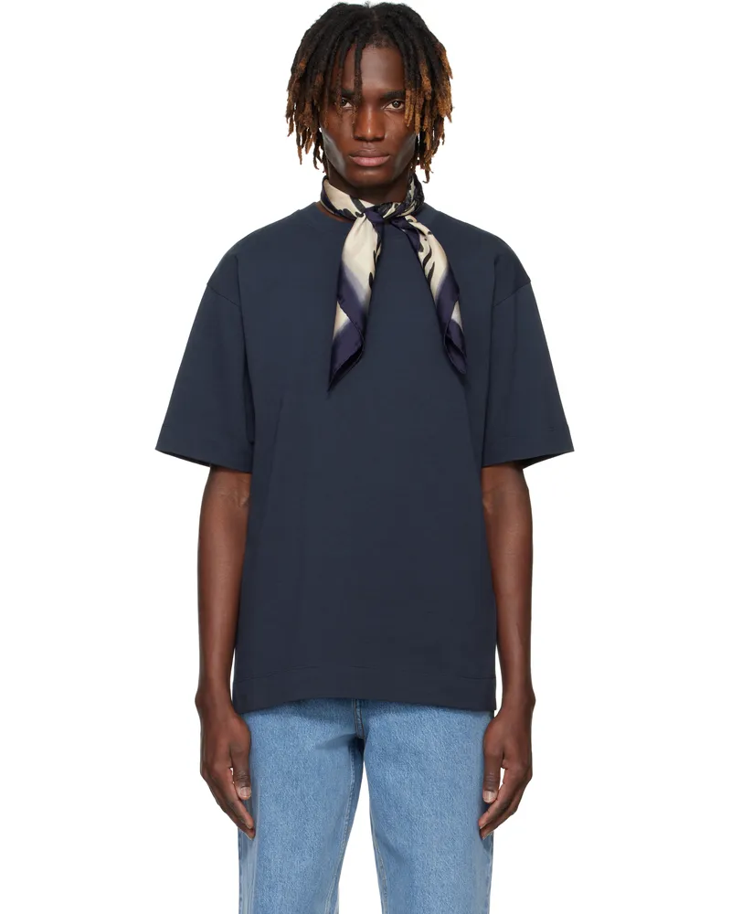 Dries van Noten Navy Boxy Cotton T-shirt 509