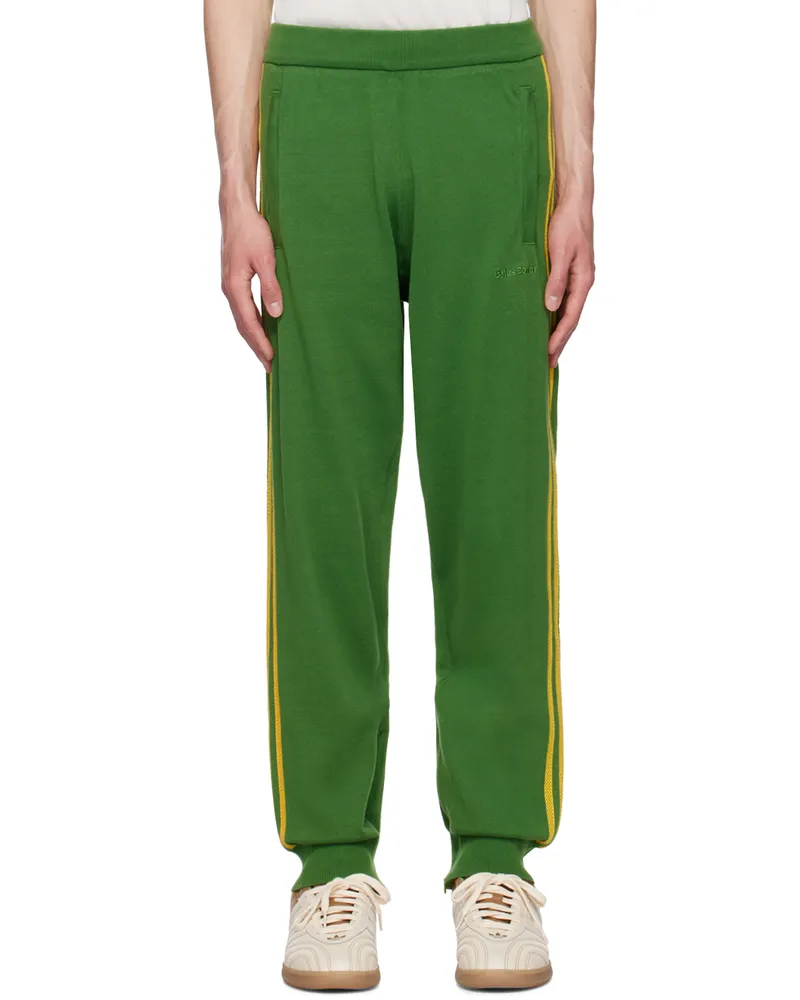 Wales Bonner Green & Yellow adidas Originals Edition Embroidered Logo Sweatpants Crew