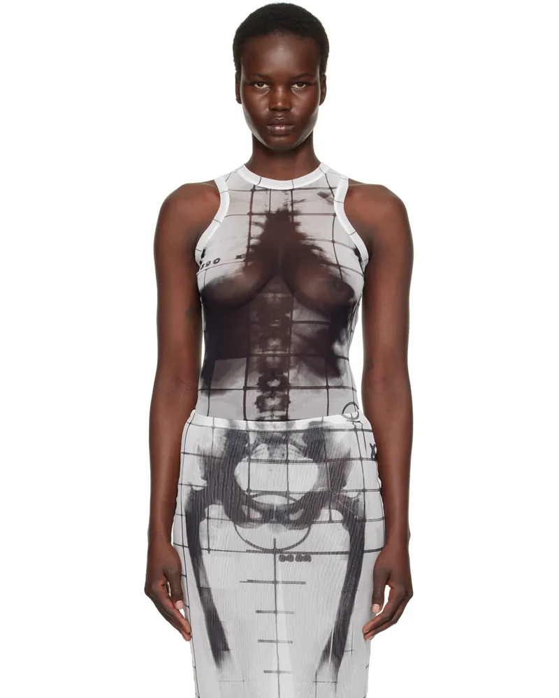 Jean Paul Gaultier White & Black 'The Squeletor' Bodysuit 0100