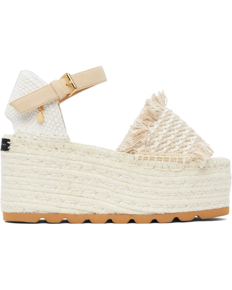 Stella McCartney Off-White & Beige Gaia Platform Espadrille Wedge Sandals 9901