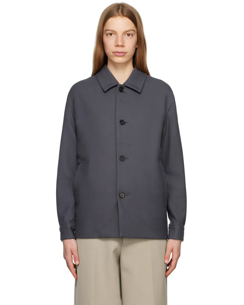 Ermenegildo Zegna Gray Spread Collar Jacket 487043