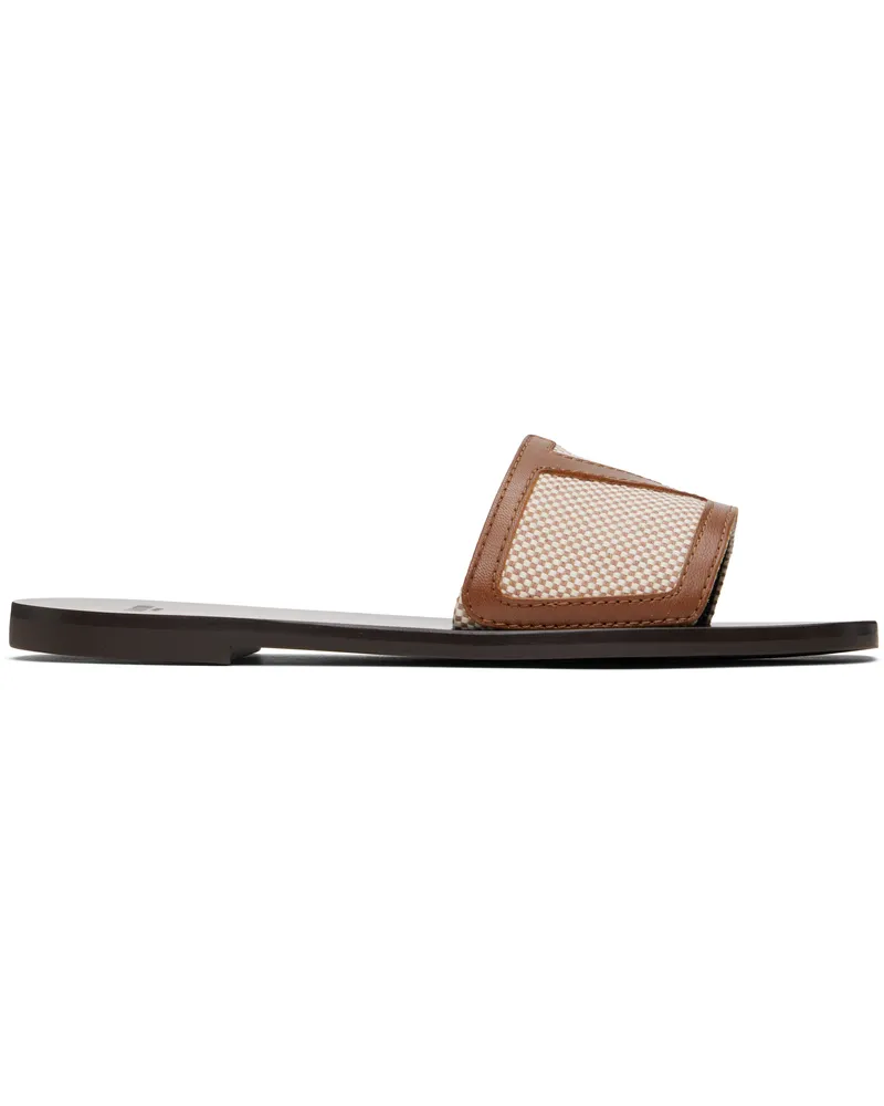 Valentino Garavani Off-White & Brown Viva Superstar Slide Sandals Zs5