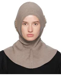 Simone Rocha Gray Embellished Pointed Balaclava Clay