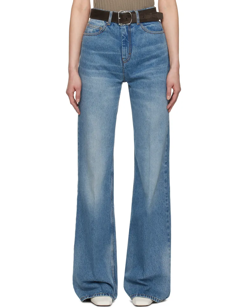 AMI Paris Blue Cotton Flare Fit Jeans Used