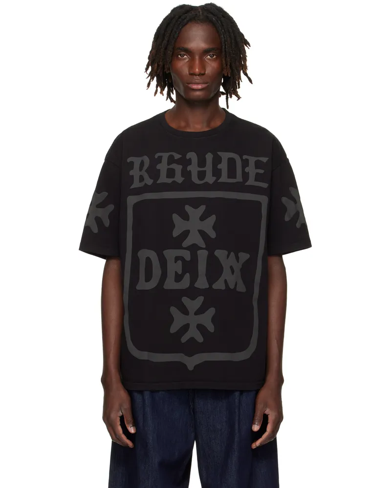 RHUDE Black 'Deix' Shield Oversized T-shirt Black