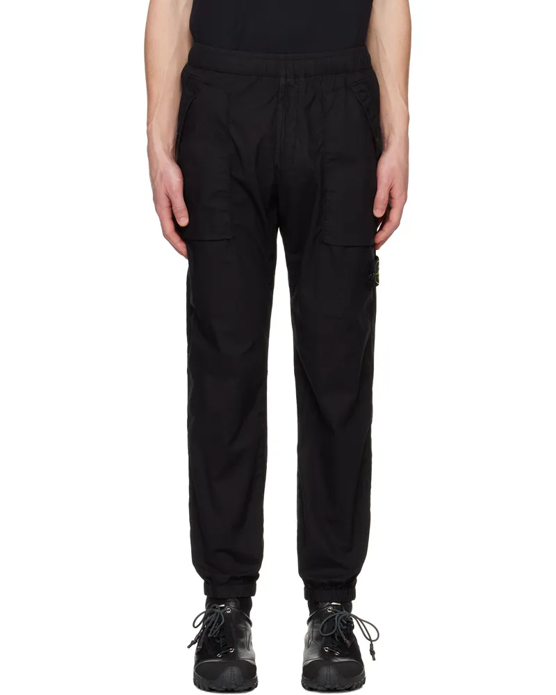 Stone Island Black Stretch Cotton Tela Paracadute Sweatpants V0029