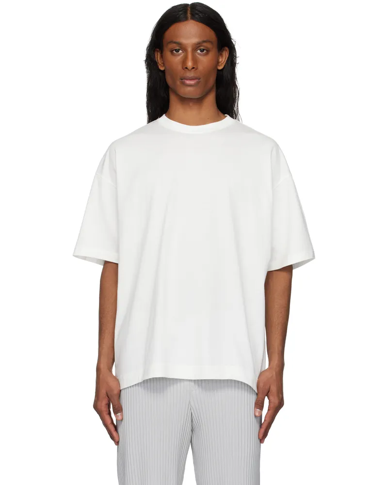 Issey Miyake White Windswept Plaid T-shirt 01-white