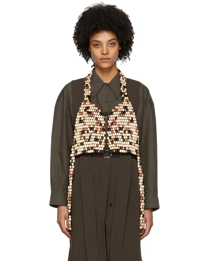 Christophe Lemaire Multicolor Wood Pearl Vest 150