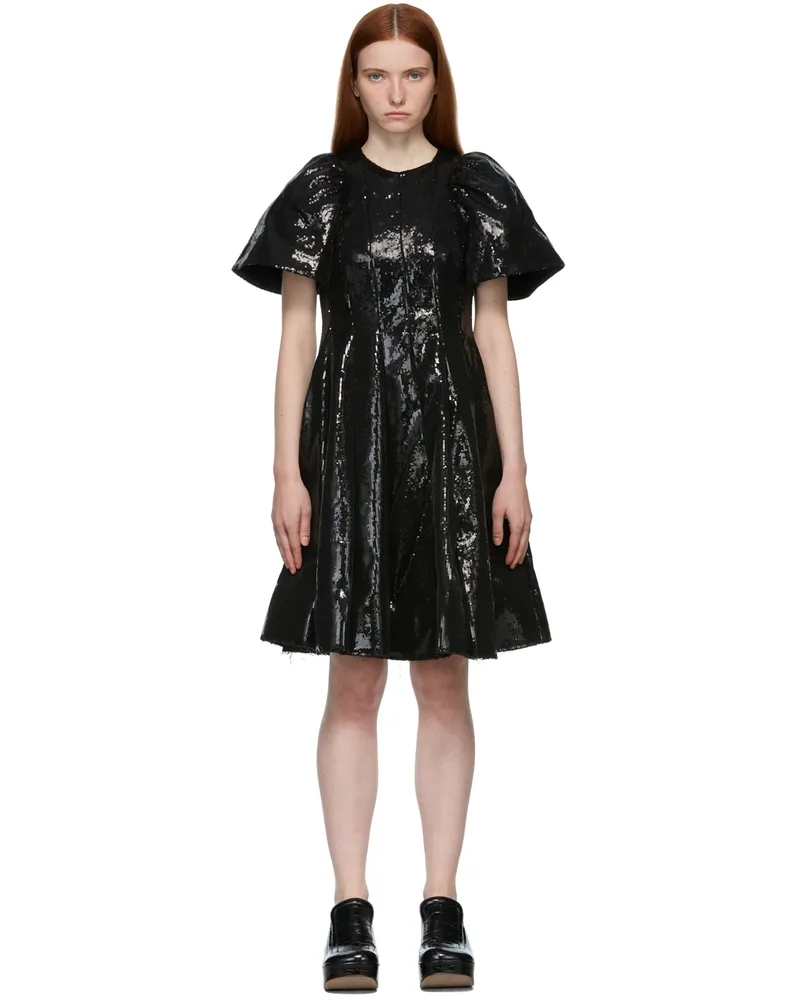 SHUSHU/TONG Black Sequin Slim Dress Sq001ba100