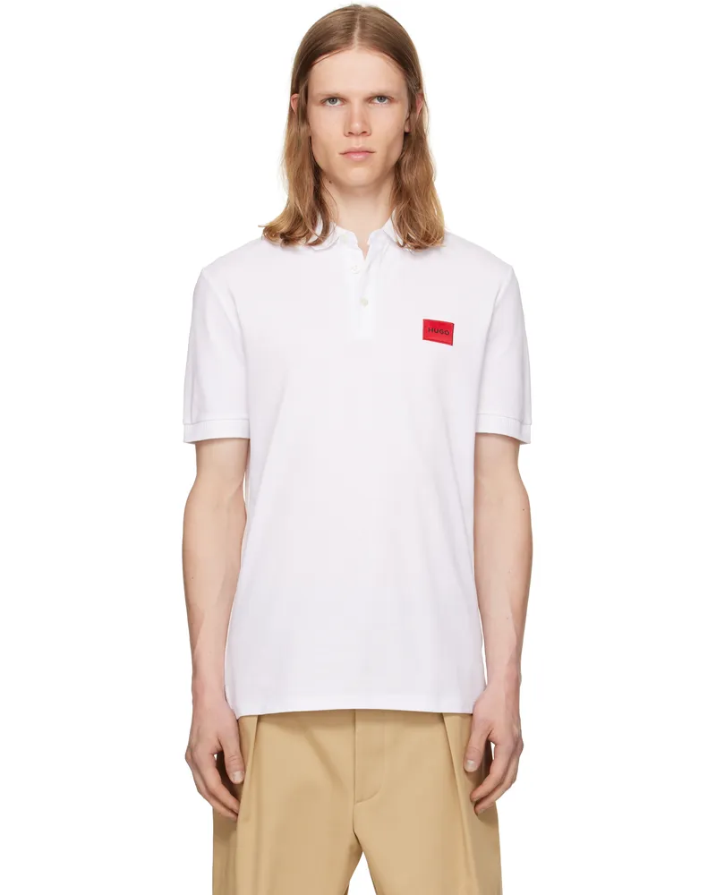HUGO BOSS White Cotton-Piqué Slim-Fit Logo Label Polo 100-white