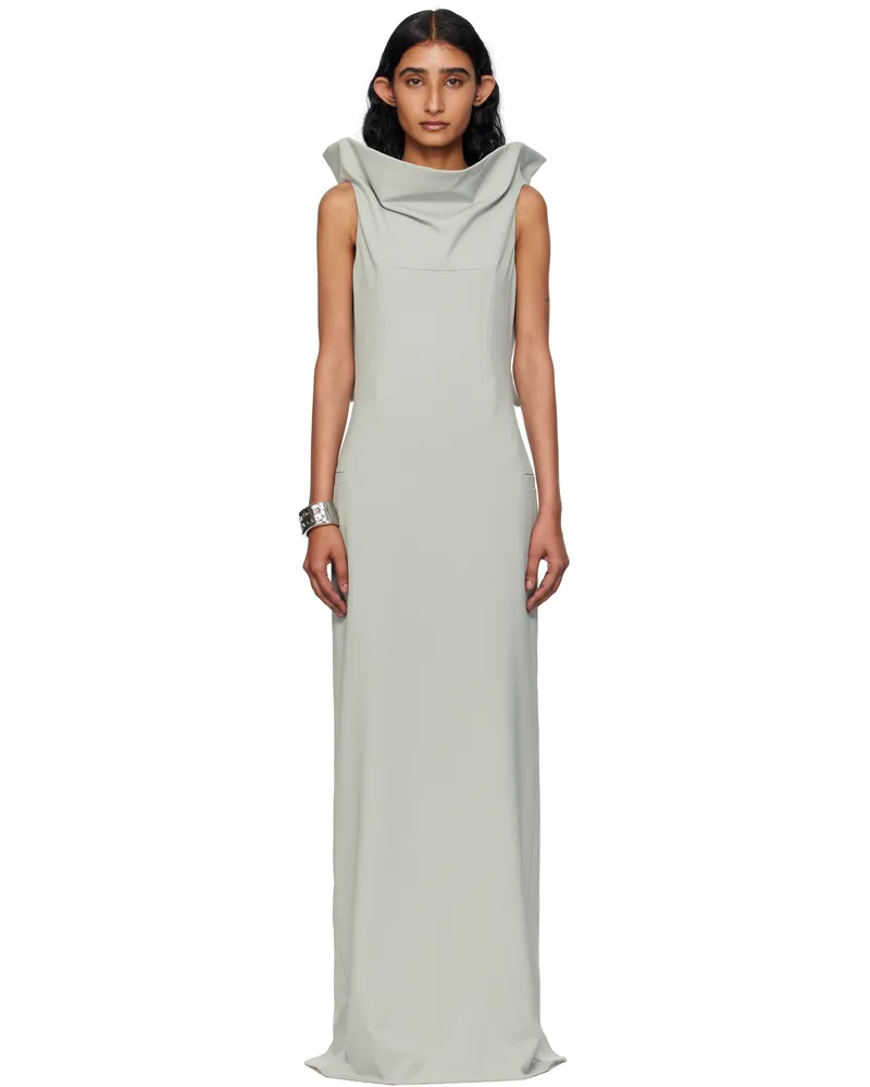 Jean Paul Gaultier Gray Backless Belt Maxi Dress 02
