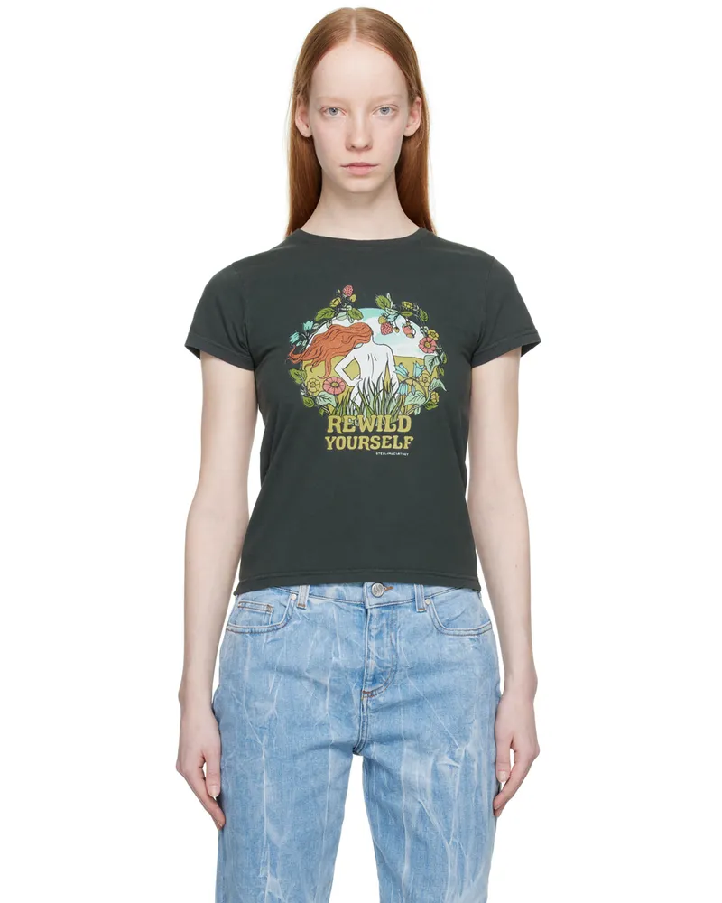 Stella McCartney Black 'Rewild Yourself' T-Shirt 1000