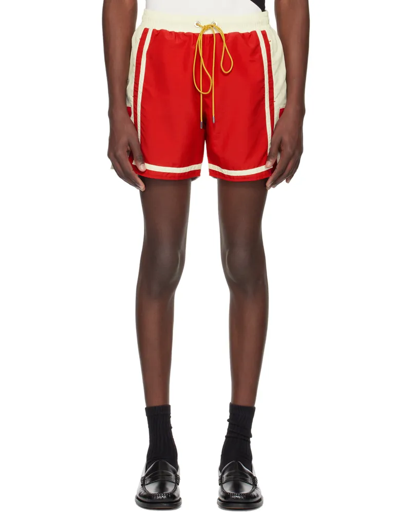 RHUDE Red & Off-White Moonlight Shorts Red