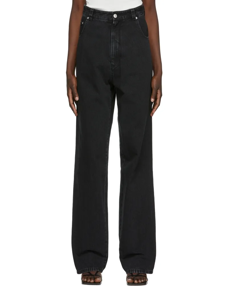 KWAIDAN EDITIONS SSENSE Exclusive Black Denim Wide-Leg Jeans Black