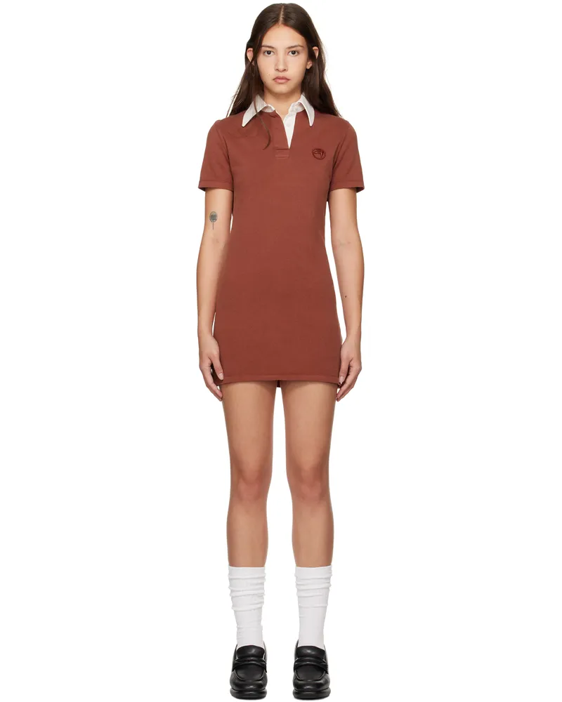 AMBUSH Red Rugby Shirt Minidress Russet