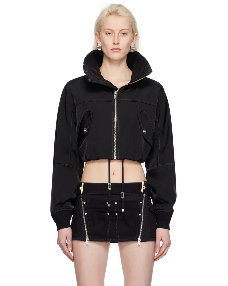 Dion Lee Black Crop Bomber Jacket Black
