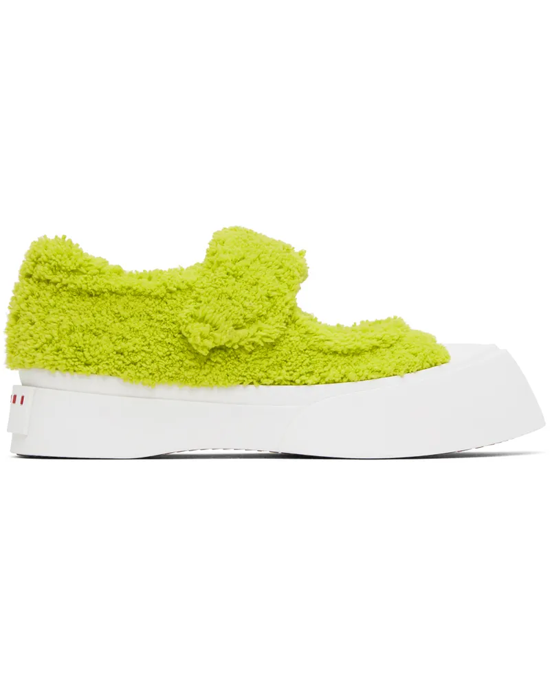 Marni Green & White Merino Mary-Jane Sneakers 00v07