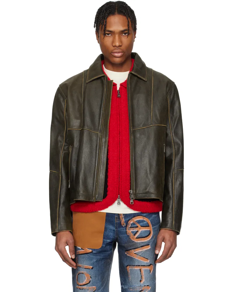 Andersson Bell SSENSE Exclusive Brown Dreszen Zip-Up Leather Jacket Brown