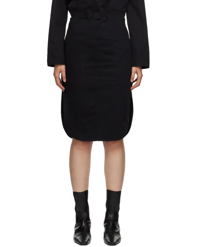 Totême Black Curved Hem Midi Skirt 200