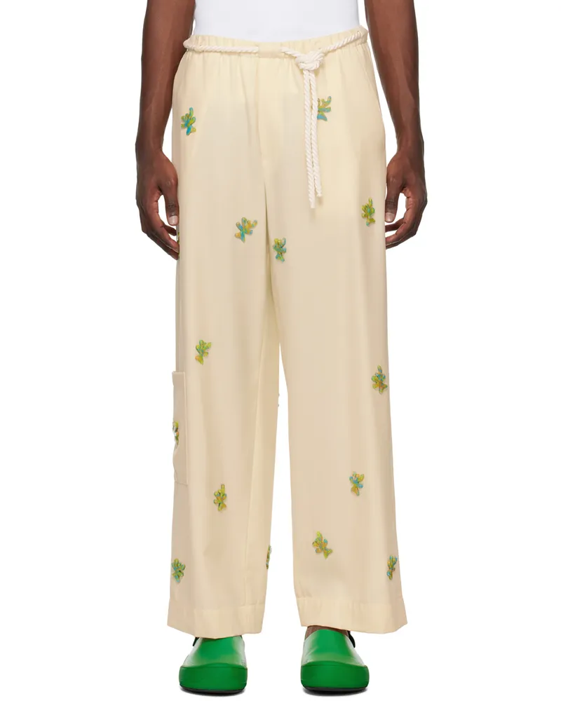 BONSAI Off-White Loose-Fit Trousers Ivory