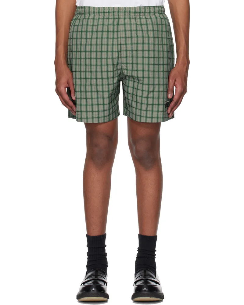 Kijun Green Check Shorts Green