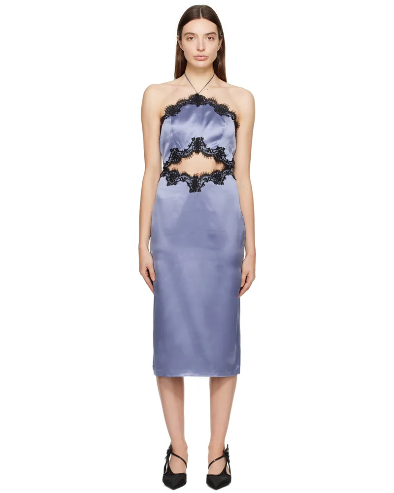 Fleur Du Mal Blue Halter Midi Dress 0549
