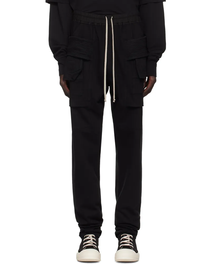 DRKSHDW by Rick Owens Black Porterville Creatch Drawstring Cargo Pants 09