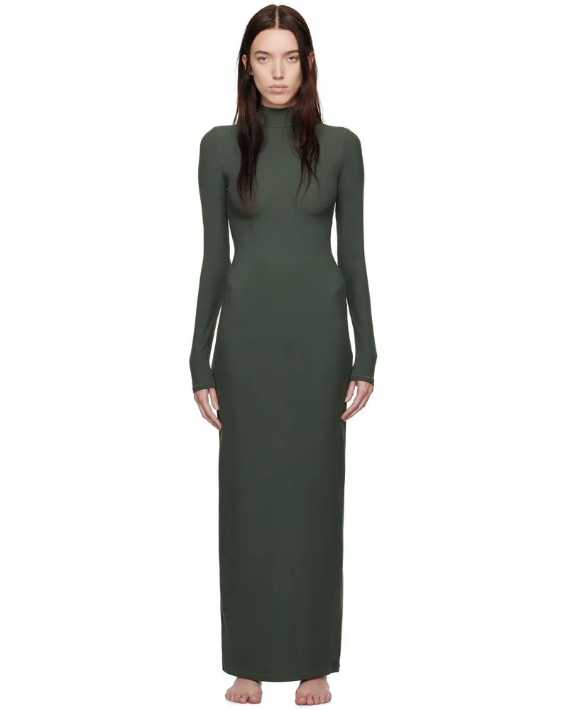 SKIMS Green Soft Lounge Turtleneck Maxi Dress Deep