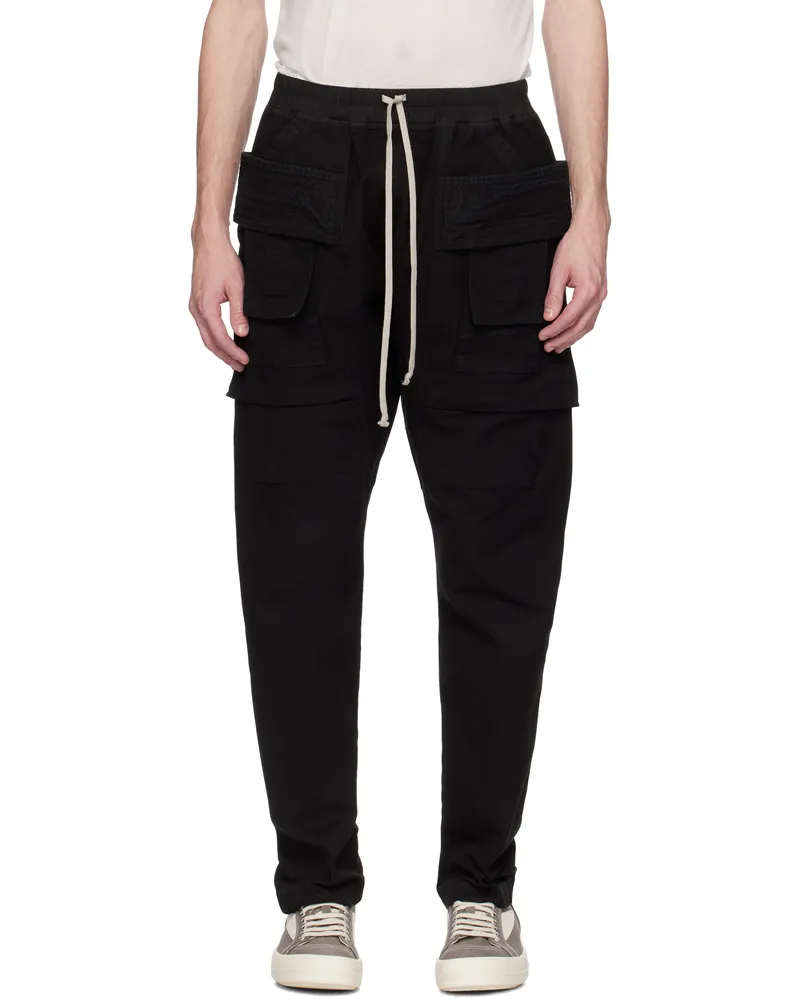 DRKSHDW by Rick Owens Black Hollywood Creatch Drawstring Cargo Pants 09