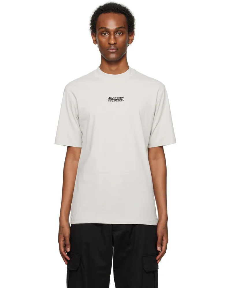 Moschino Gray Embroidered T-Shirt A1471