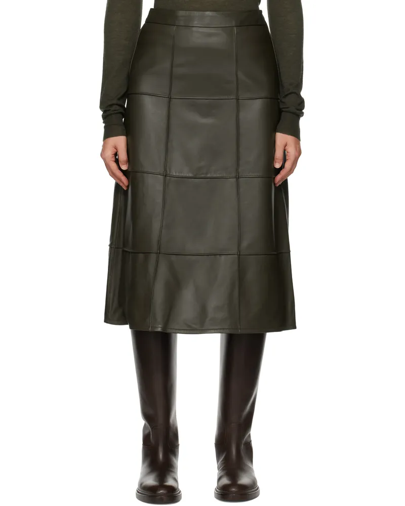 Joseph Green Keller Leather Midi Skirt 1203
