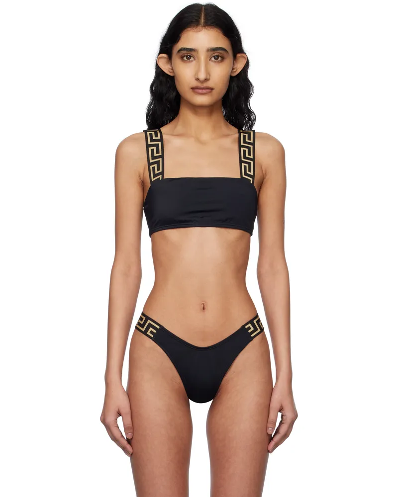 Versace Black Greca Border Bikini Top 1b000-black