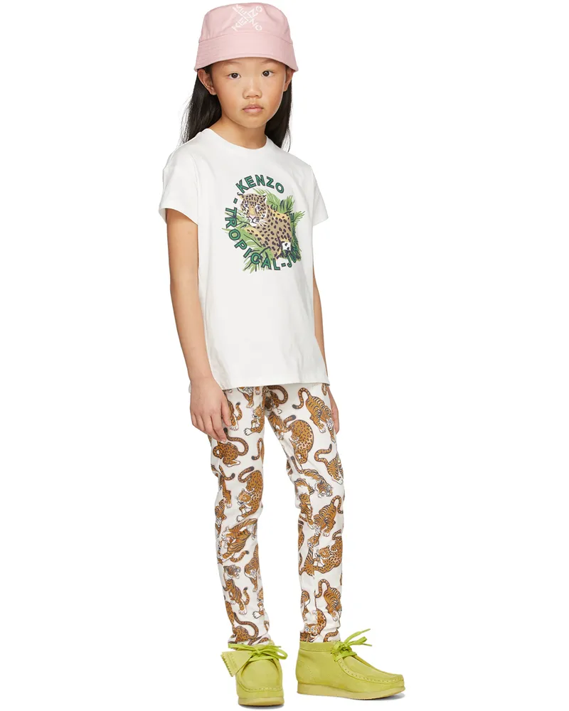 Kenzo Kids Off-White Tiger Print Leggings 152
