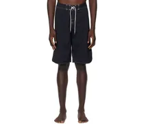 Black Contrast Stitch Swim Shorts