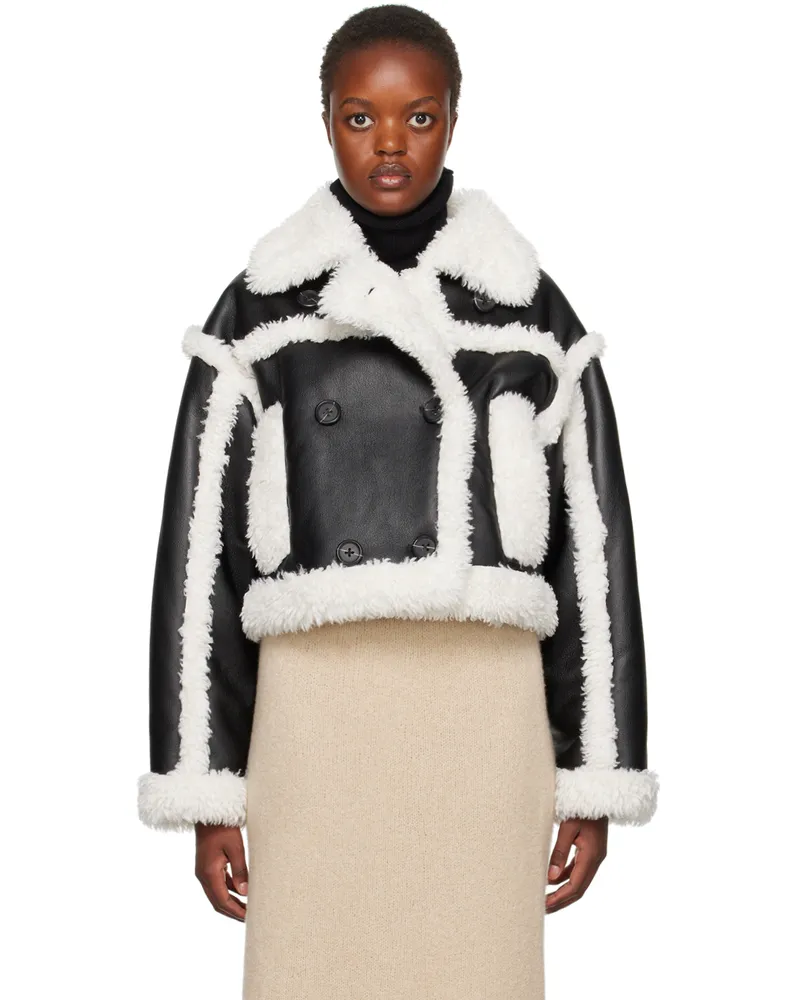 STAND Black & Off-White Kristy Faux-Shearling Jacket 89100