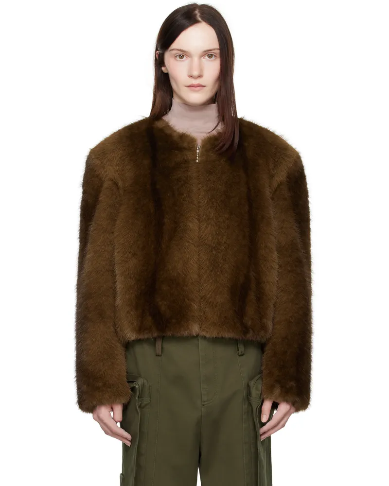 STAND Brown Karly Faux-Fur Jacket 87011