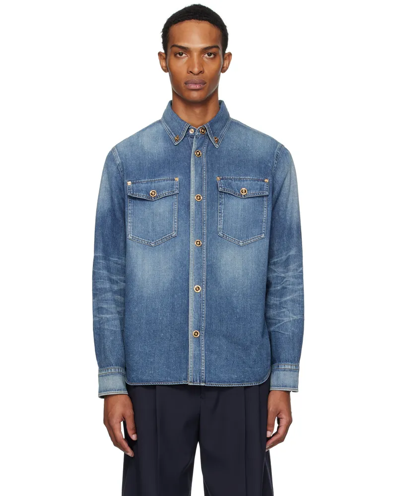 Versace Blue 'Made In Japan' Denim Shirt 1d800-medium