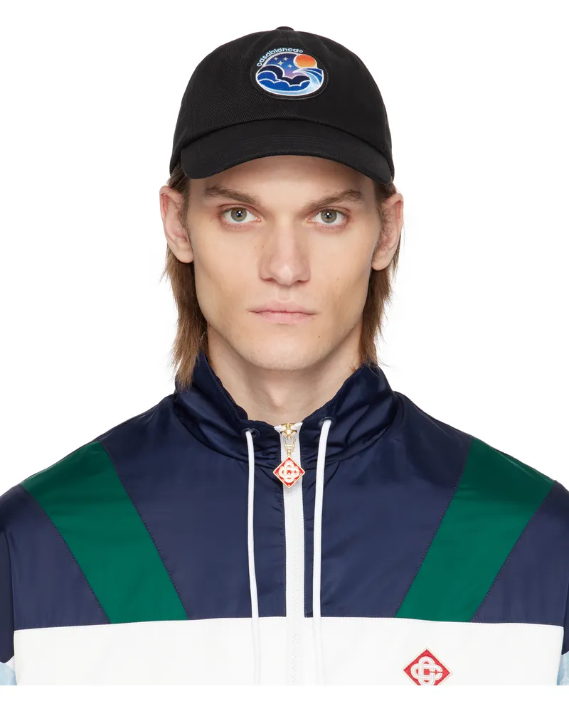 Casablanca Paris Black Midnight Wave Patch Cap Midnight