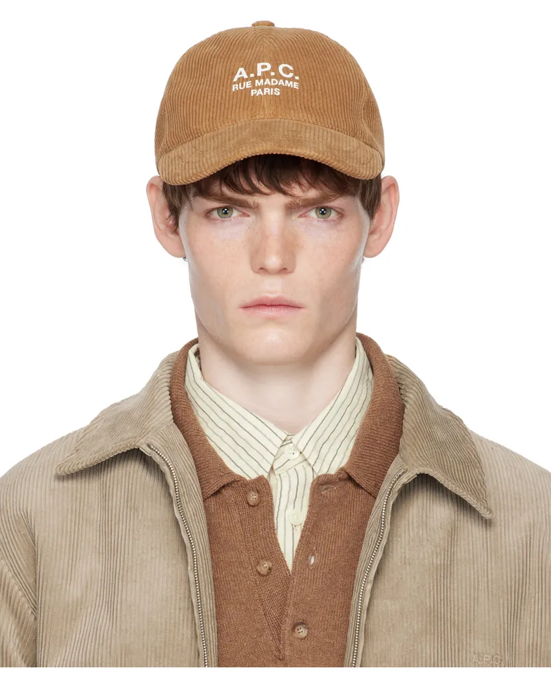 A.P.C. Tan Charlie 'Rue Madame' Baseball Cap Caf