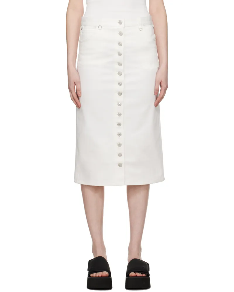 Courrèges White Multiflex Denim Midi Skirt 0001
