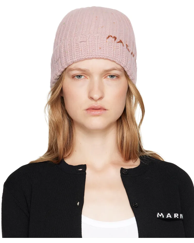 Marni Pink Shetland Wool Beanie 00cpeony