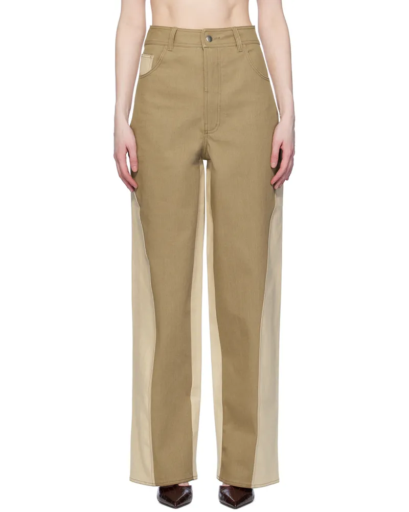 Elleme Khaki & Beige Reverse Jeans Khaki
