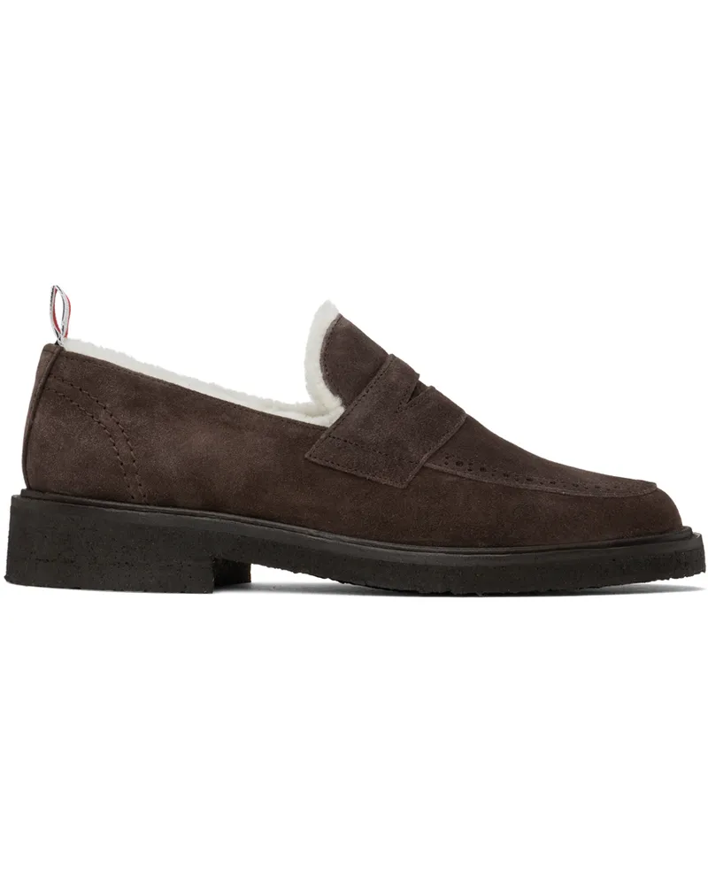 Thom Browne Brown Shearling Penny Loafers 208