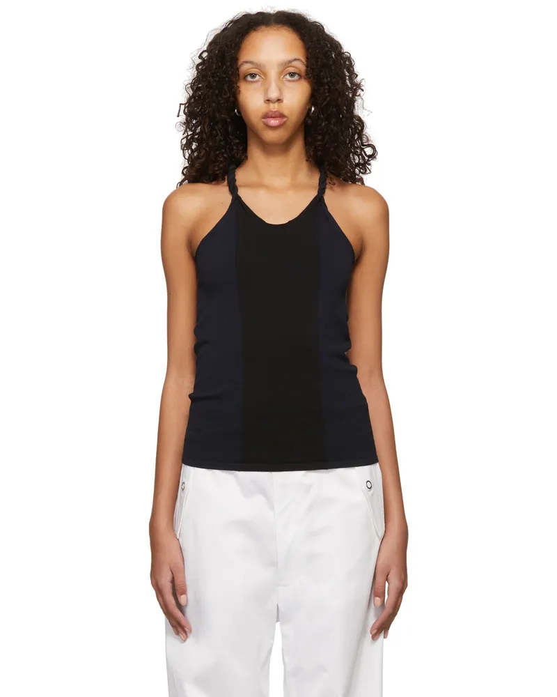 Dion Lee Black & Navy Cotton Tank Top Black