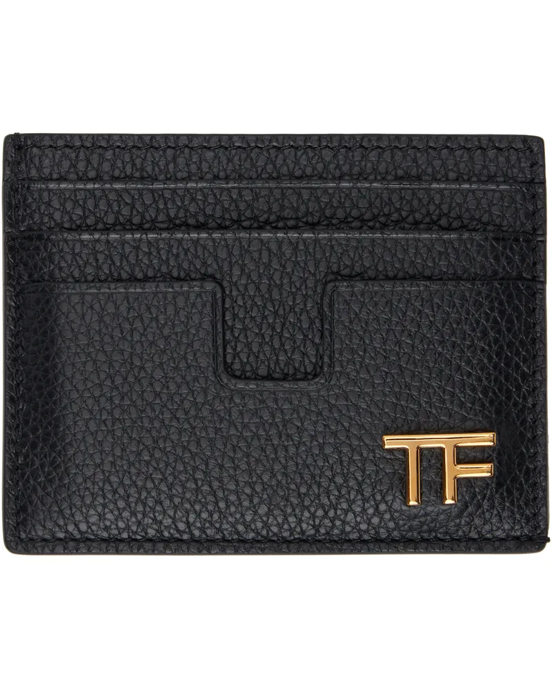 Tom Ford Black Grain Leather Card Holder Black