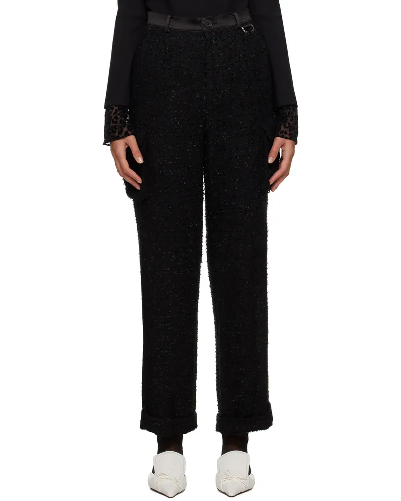 lesugiatelier Black Wide-Leg Cargo Pants Black