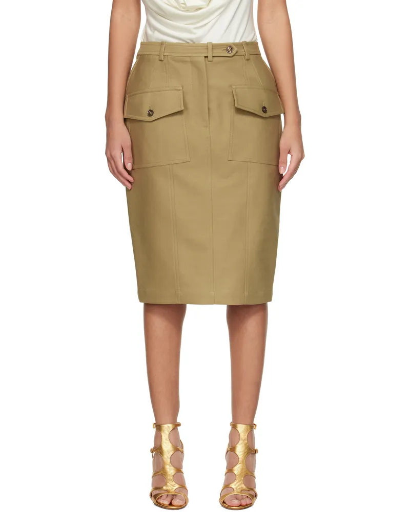 Tom Ford Khaki Patch Pocket Midi Skirt Fg510