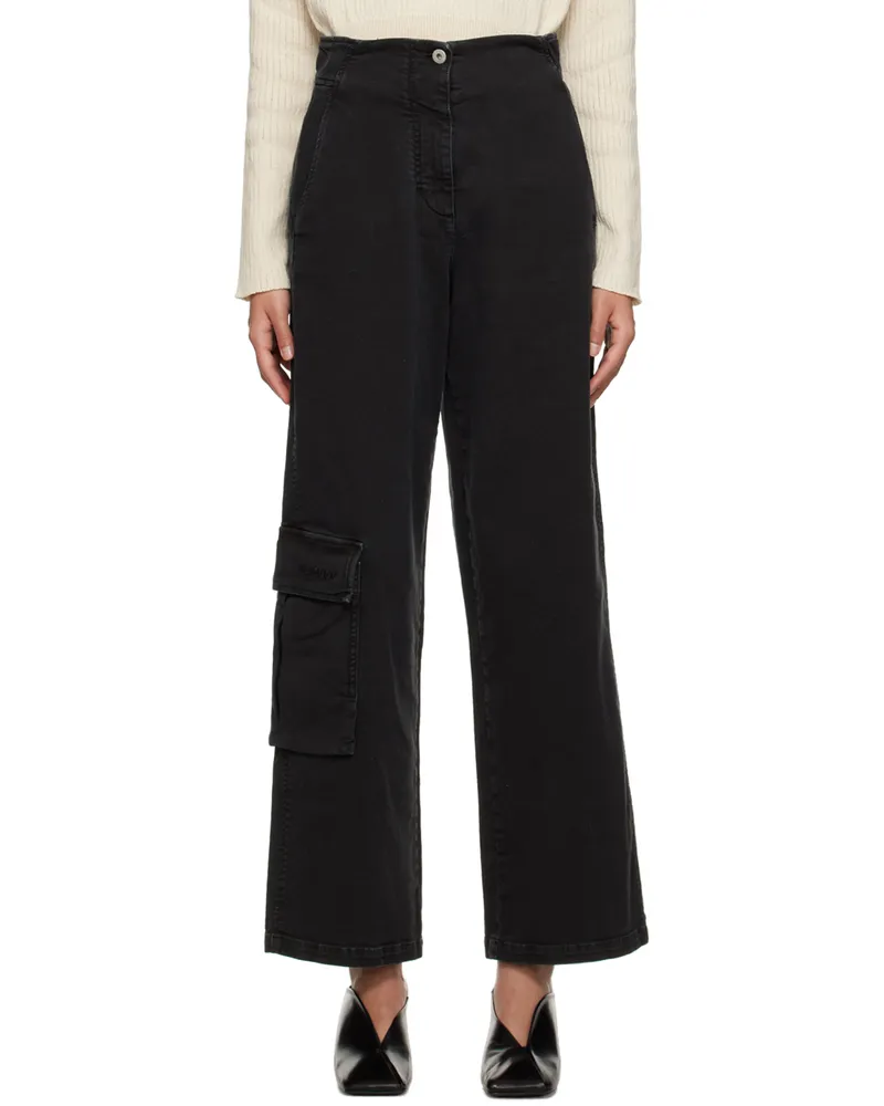 HALFBOY Black Cargo Trousers Black