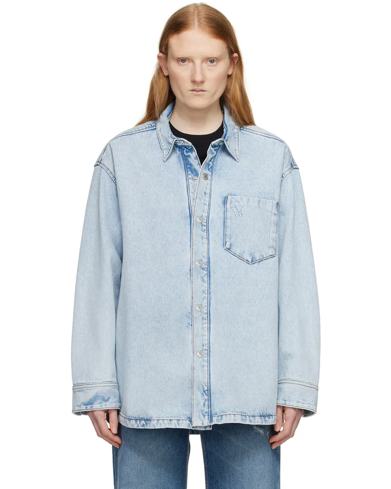 AMI Paris Blue Ami de Cœur Denim Jacket Bleu