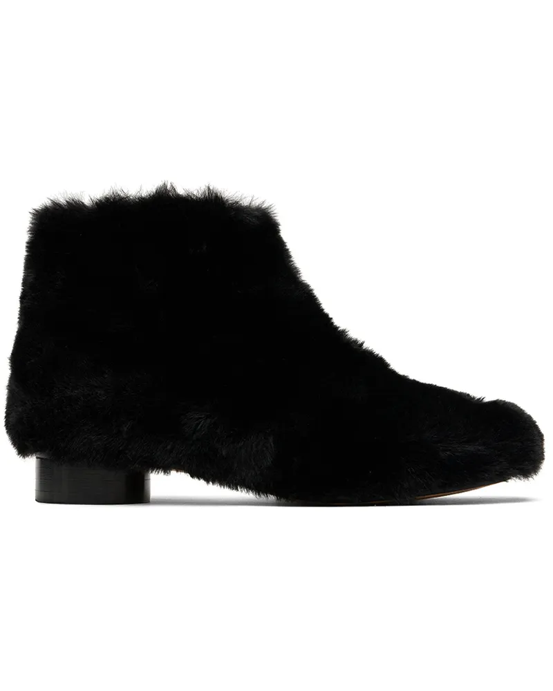 Maison Margiela Kids Black Faux-Fur Ankle Boots 2